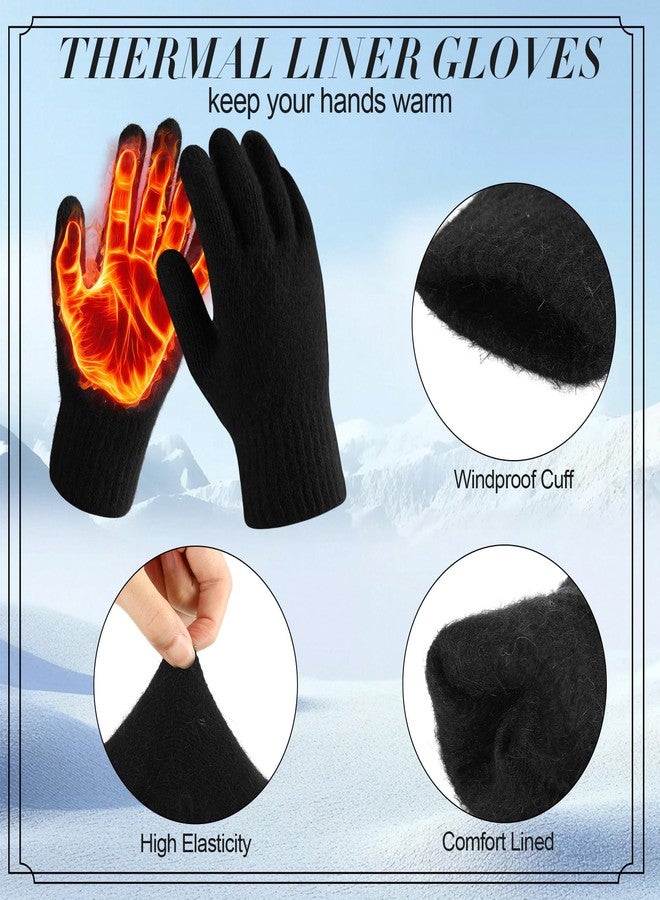 Floraltop 3 Pack Beret Hat Scarf Glove Set French Hat Pashmina Shawl Scarf Winter Gloves Set Women Christmas Clod Weather(Black) - Image 4
